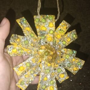 Glittery Yellow and Green Ornament